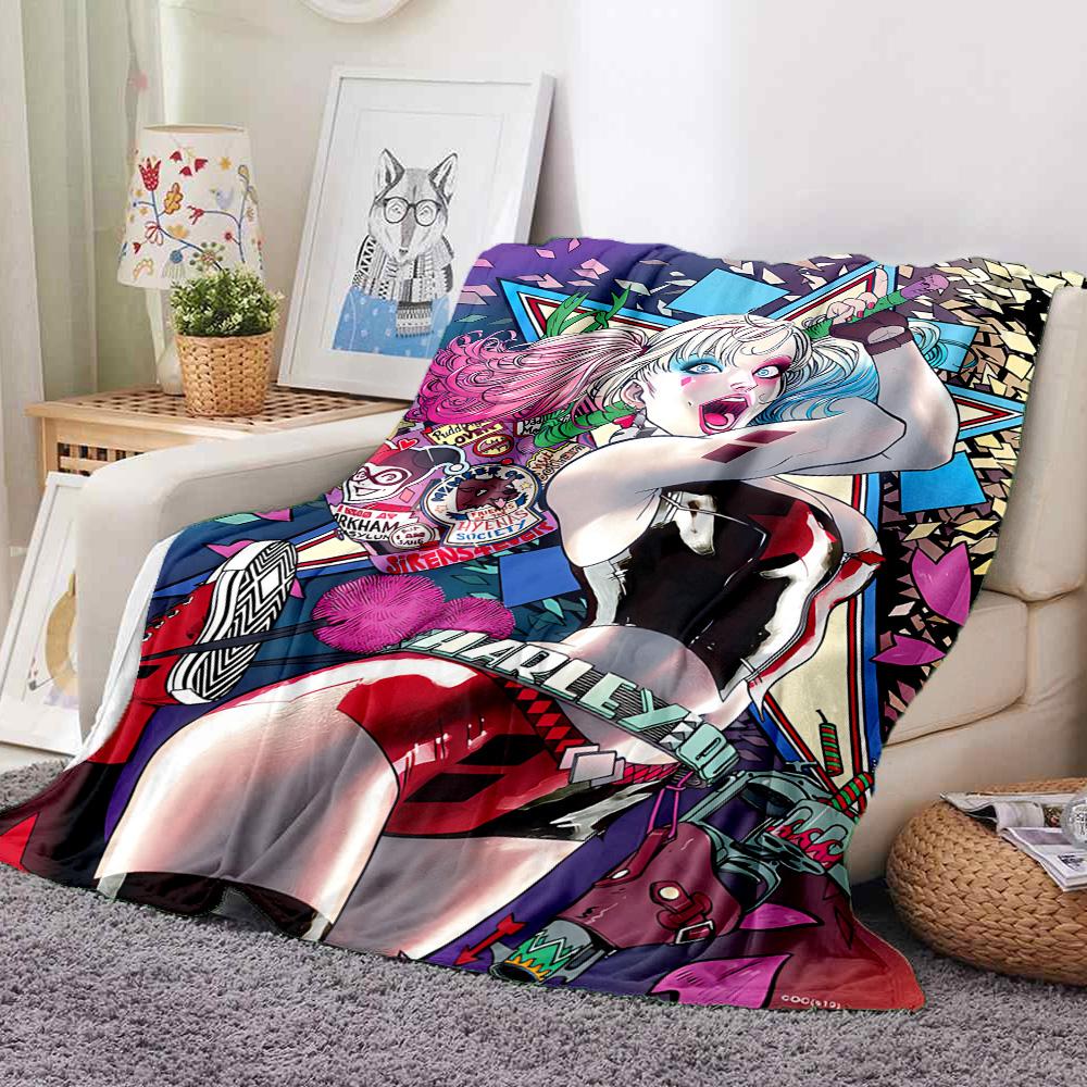 Harley Quinn Flannel Blanket Throw Blanket Soft Warm Sofa Bed Camping Car home Decor Unique Christmas Gift C930377