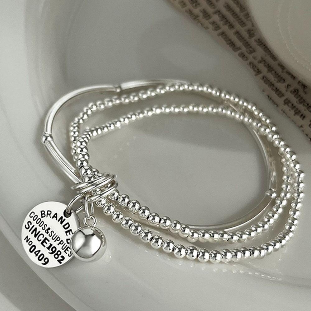 INS Three Layers Round Bead Bracelets Light Luxury Cuff Hand Bangles  Jewelry Gifts