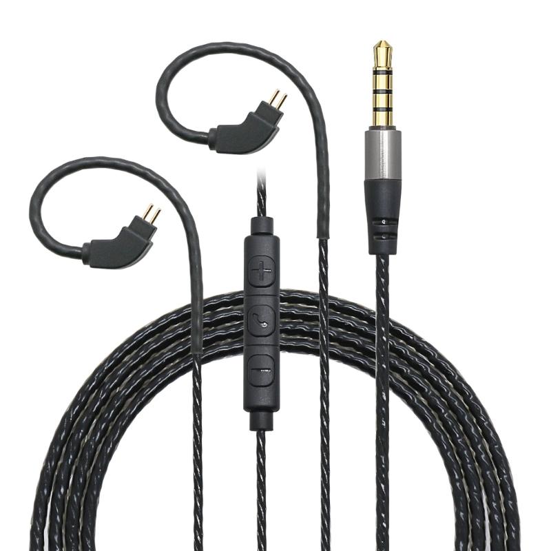 Headphone Cable 0.78 3.5MM Interchangeable Upgraded Cable Ergonomic Angled Connector With Microphone Transmission