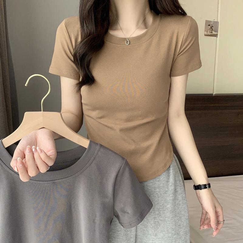 Women's 2026 Spring/Summer Loose Fit Pure Cotton Short Sleeve Round Neck T-shirt