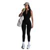 Stylish European & American Women's Sports Zipper Patchwork Yoga Jumpsuit with Cutout Back