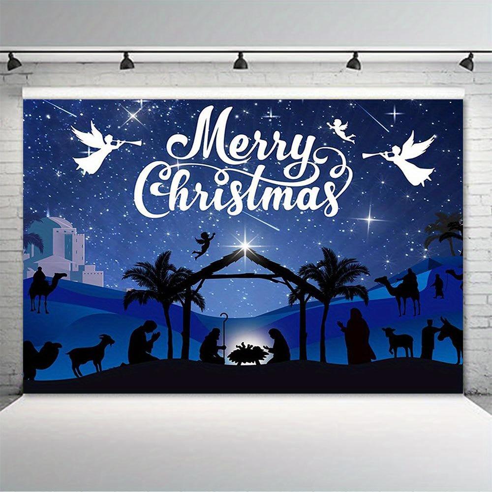 1 Large-scale Background Fabric for the Nativity Scene - Nativity Night, Bethlehem Scenery and Starry Sky - Polyester Decoration