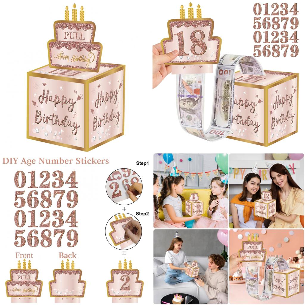 Roségoldene Digitale Zahl Geschenkbox Mit Aufbewahrung Für Geburtstagsfeiern Und Feiern