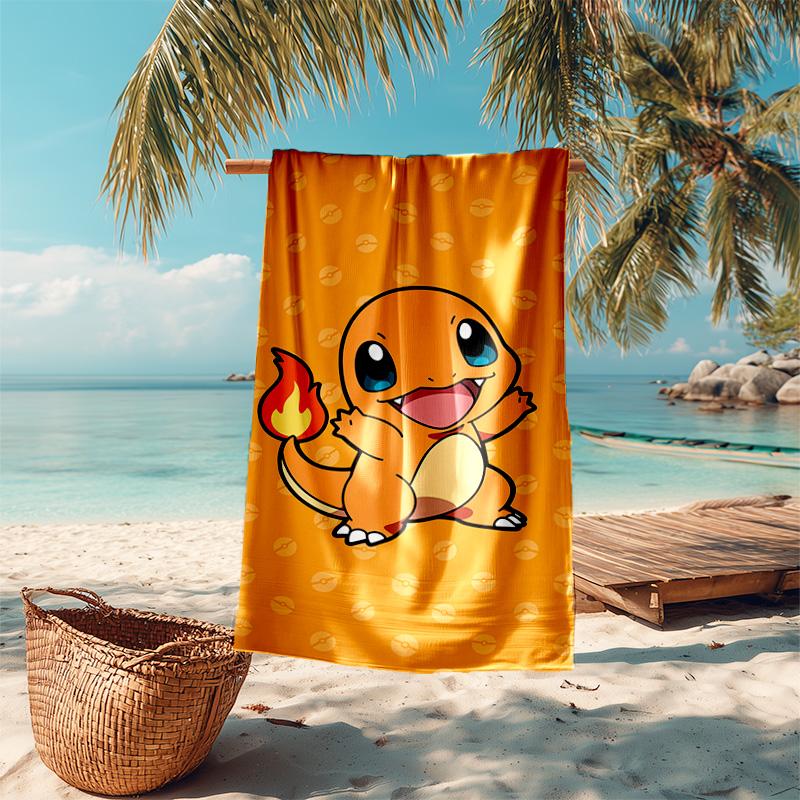 proof beach towel with Pokémon pattern - soft,absorbent,quick-drying,machine washable - perfect for swimming,camping,bathing