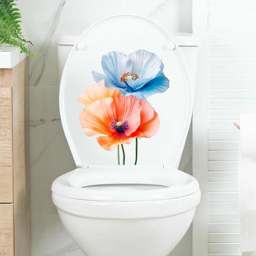 Waterproof Flower Toilet Lid Sticker Self Adhesive Removable Bathroom Wall Decor
