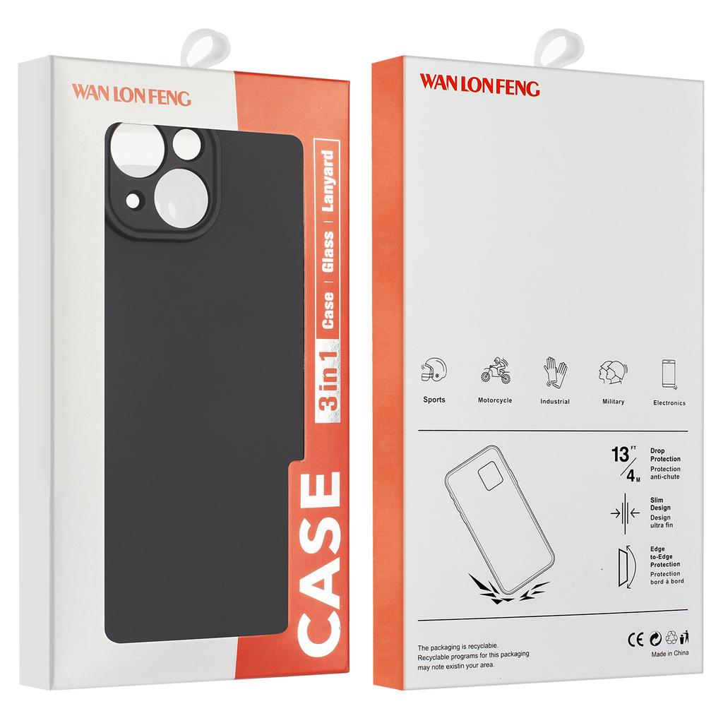 WANLONFENG MS Series for Motorola Moto G45 5G/G34 5G TPU Case Matte Cover with Screen Film (Big Lens Hole)