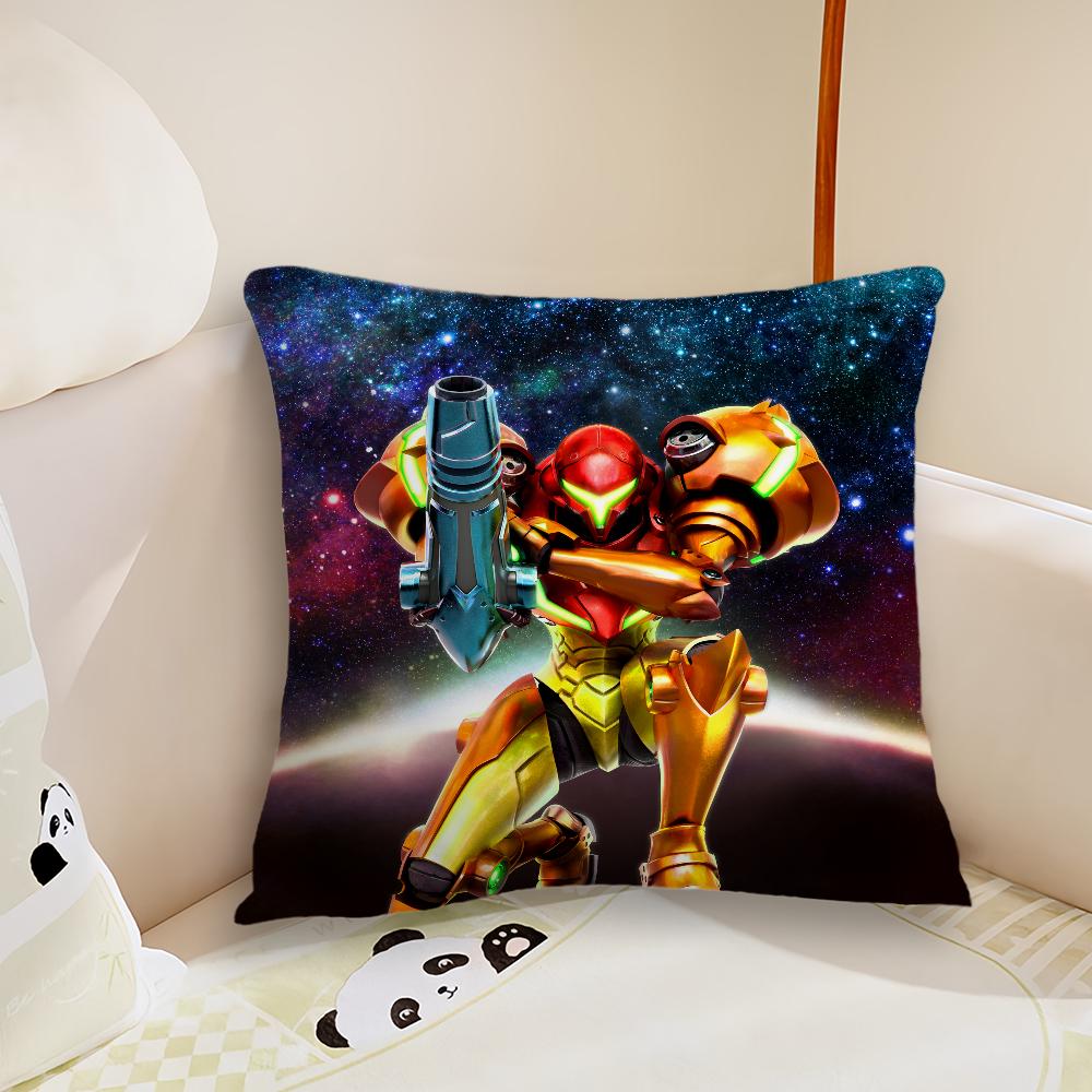 Hot Game M-Metroid Pillow Case Living Room Sofa Cushion Cover Suitable For Home Bedroom Room Decoration