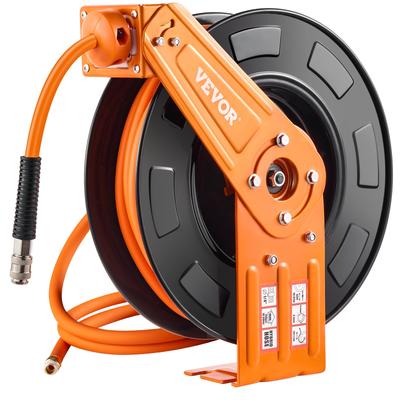 Retractable Air Hose Reel, 3/8 IN X 65 FT Hybrid Air Hose Max 300PSI, Air Compressor Hose Reel Auto-Rewind with 5FT Lead In