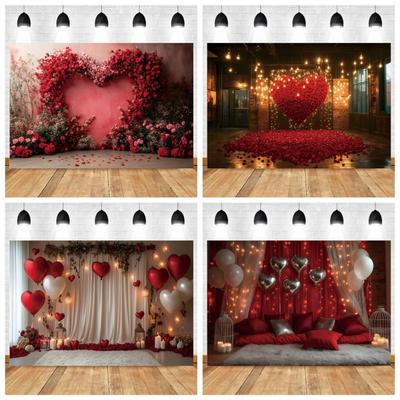 Banner de Fundo Fotográfico Vela de Amor Rosa Vermelha Romântica para o Dia dos Namorados, Cenário Interno Estúdio para Sessão de Fotos de Casal