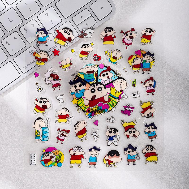 Crayon Shin-chan Cute Embossed Stickers for Phone and Computer Cases