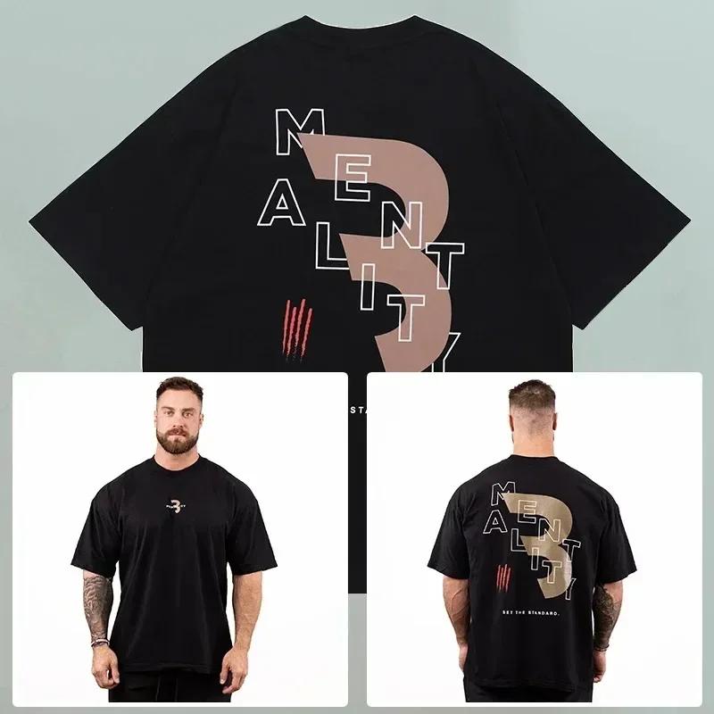 Tričko CBUM Gym Fitness Tričko Volné Oversized Bavlna Muži Krátké rukávy Sportovní trička Letní trénink Cvičení Jogging Ženy Topy