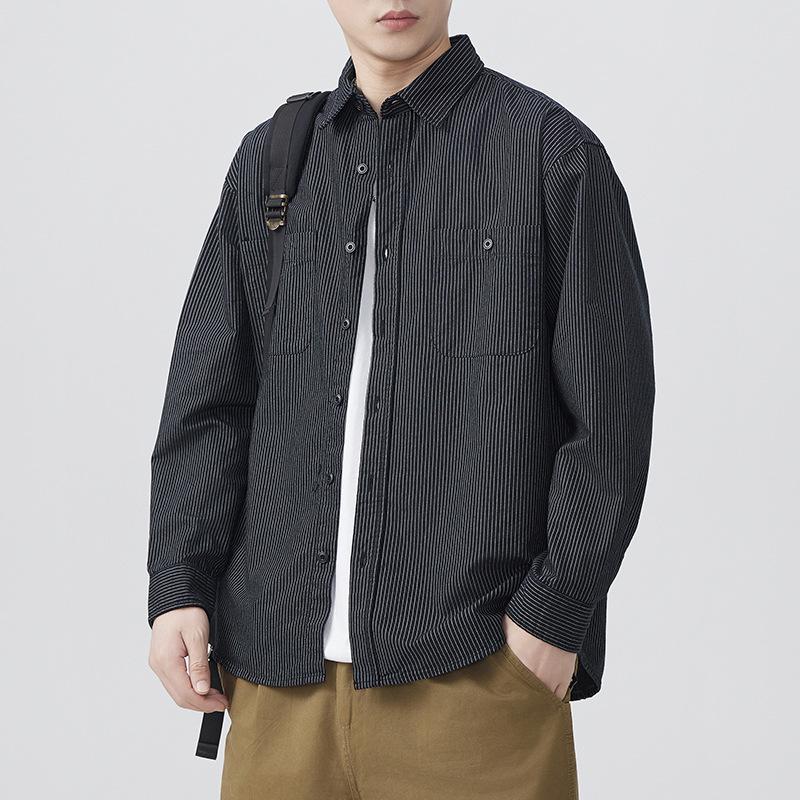 New Spring Japanese Retro Men's Loose Oxford Cotton Shirt Casual American Shirt