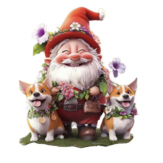 Gnome Family On Turtle Garden Stake Outdoor Acrylic Gnome Turtle Figurine with Stake for Lawn Patio Balcony Yard Decor