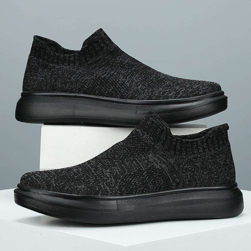 Men's Shoes Large Size Summer New Casual Sports Shoes Low-top Socks Mouth Fly-woven Mesh Breathable Running Shoes