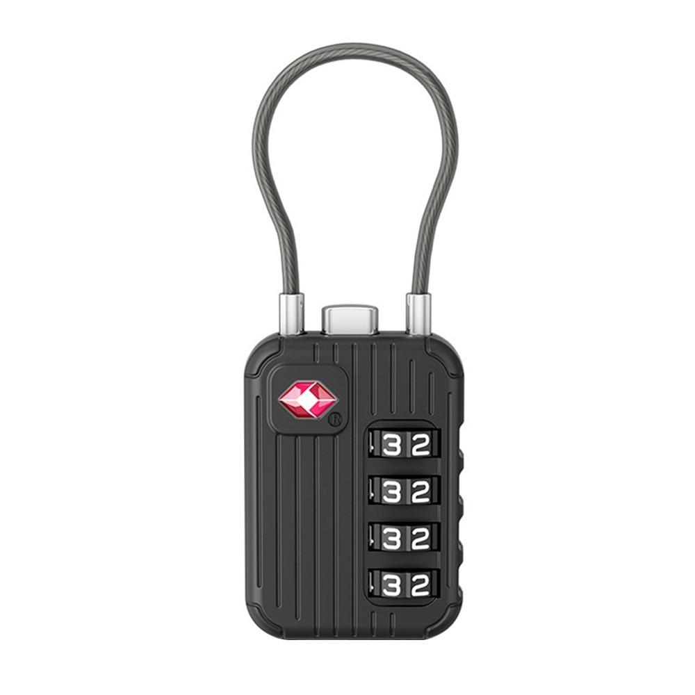 Anti-theft 4 Digit Combination Lock Zinc Alloy Wire Rope Padlock Customs Password Lock  for Travel