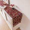 Tassels Retro Table Runner,Jacquard Jujube Red Oriole Pattern Table Decor, Floral Table Decoration for Christmas Kitchen Dining Home Party Festival