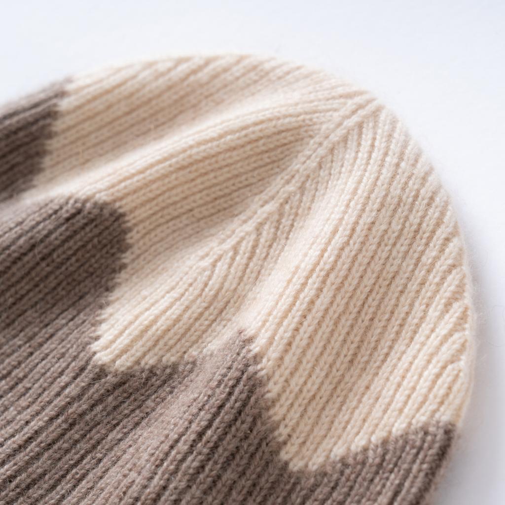 New 100% Cashmere Beanie Hat Women High Quality Warm Winter Knit Hat Fashion Wave Knit Solid Casual Cap