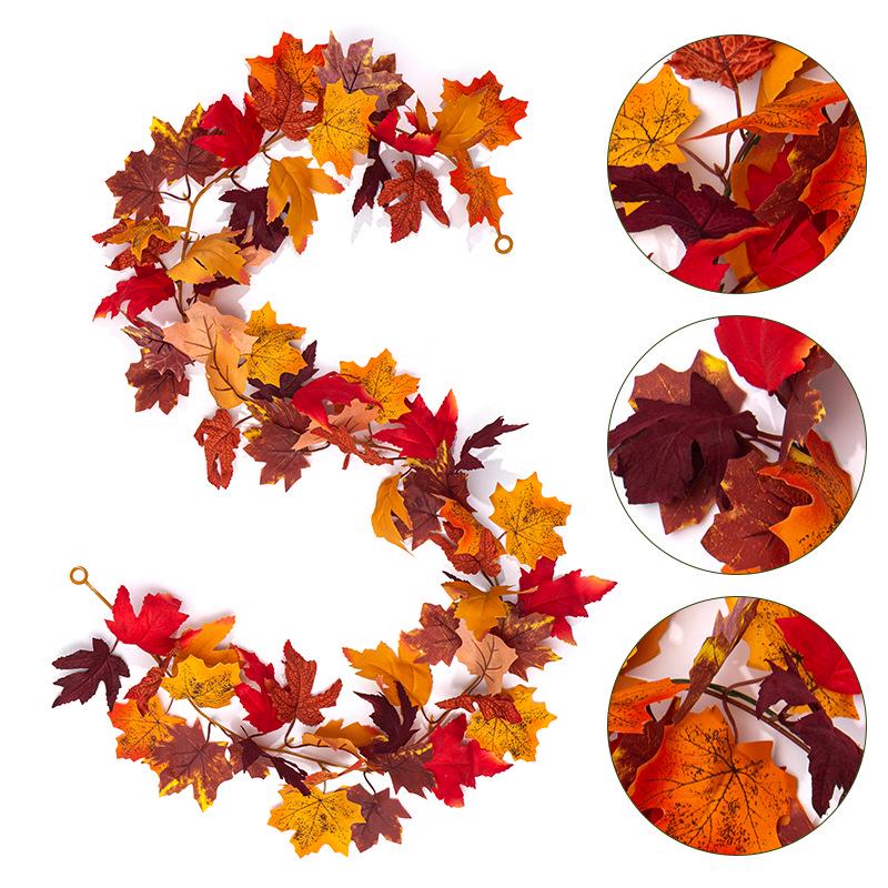 Artificial Maple Leaf Vine Fall Decoration for Thanksgiving and Halloween Wall Hanging