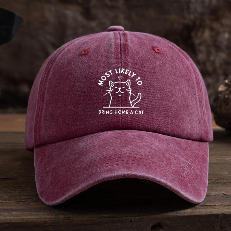 Lustige Buchstaben Katze Print Baseballkappe Unisex Outdoor Hut Mode Vielseitig Schirmmütze Trend