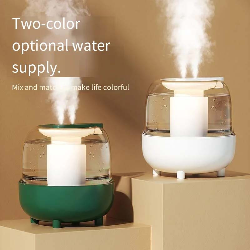 New 4L Double Spray Humidifier Home Mute Transparent Spray Fog With Night Light Usb Large Capacity Humidifier For Bedroom Office