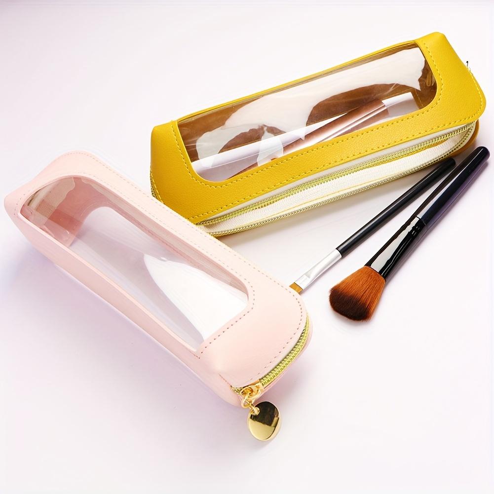 Tragbare Kosmetiktasche mit transparentem Fenster aus TPU-Material Reißverschluss Kosmetiktasche für Lippenstift/Pinsel/Stift Leicht für Reisen