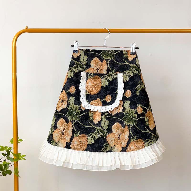 New French Retro Half Body Apron, Seasonal Household Cooking Kawaii Kitchen Apron, Western-style Lace Anti Fouling Waistband