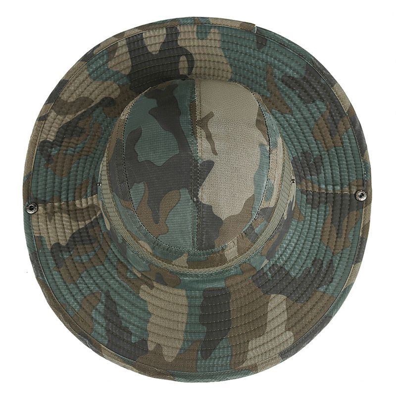 Outdoor Zero Pressure Men's and Women's Camouflage Fisherman Hats with Large Eaves and Empty Roof Travel Hats