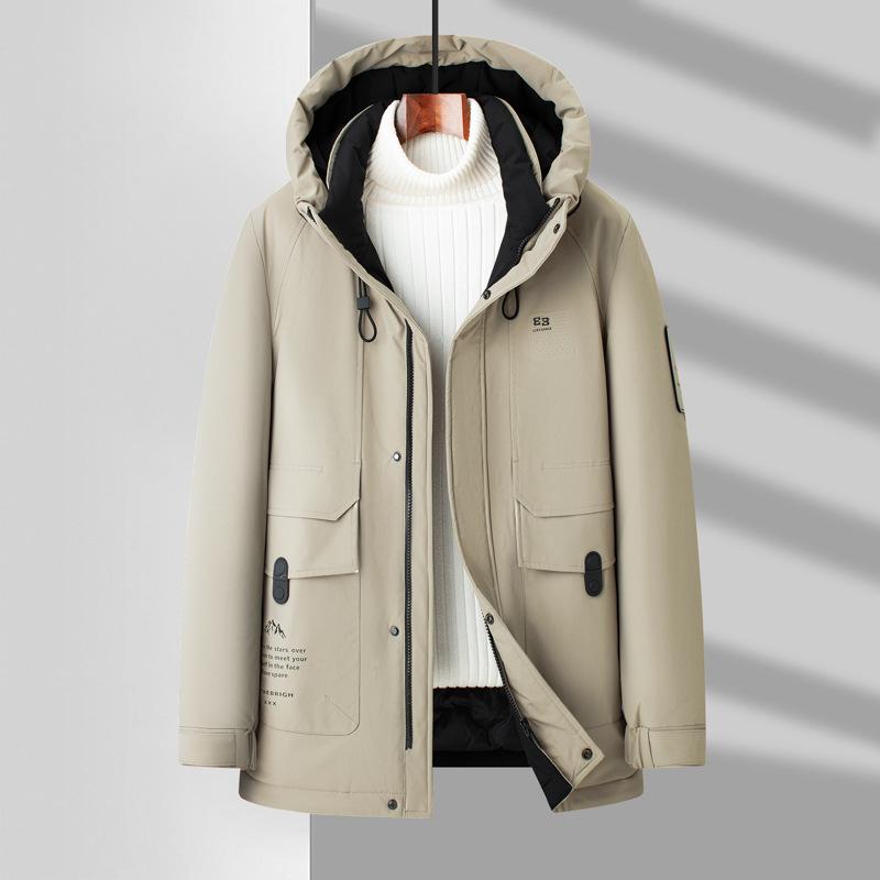 Autumn and Winter Duck Down Hooded Zipper Version Middle-aged Business Warm Thickened Down Casual Jacket