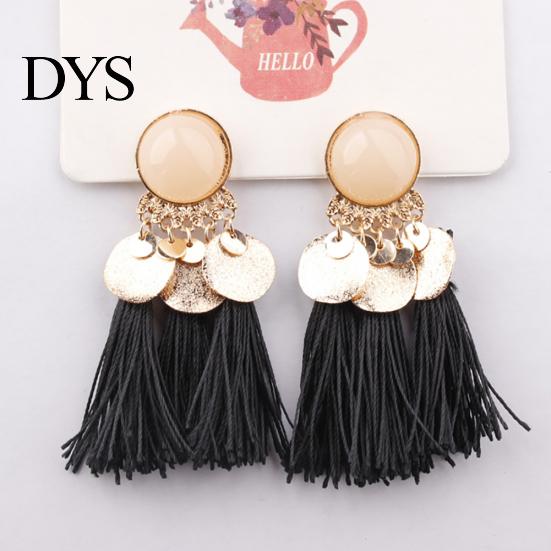 1Pair Women Bohemian Tassels Sequins Ear Stud Dangle Earrings Banquet Jewelry