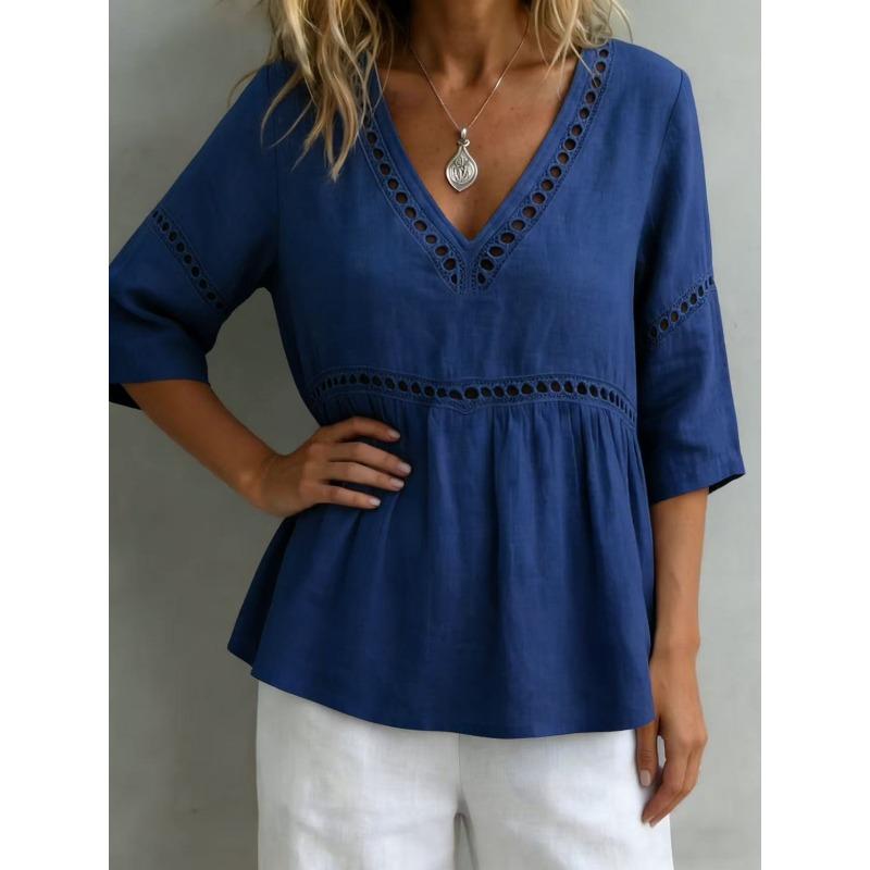 BITCED Women's Fashion Casual V-Neck 3/4 Sleeves Blouses & Shirts
