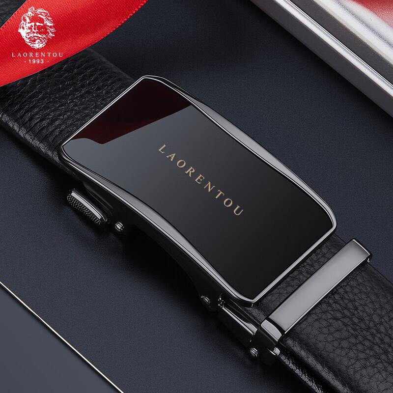 LAORENTOU Men s Genuine Leather Automatic Buckle Belt 120cm