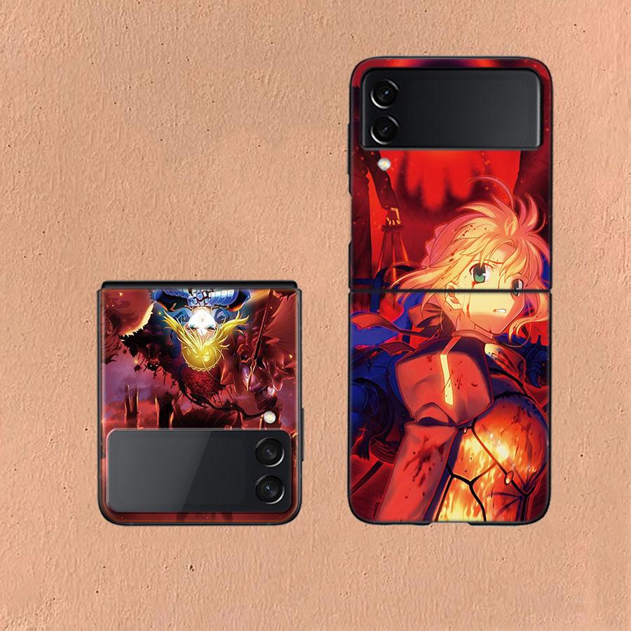 Bilibili F-Fate Stay Night Phone Case For Samsung Z Flip 6 7 5G Galaxy Z Flip 5 4 3 5G Cases Shockproof Hard Cover TPU