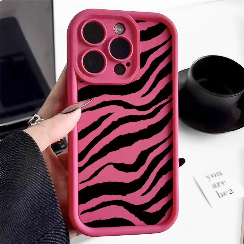 Zebra Striped Pattern Soft Case For iPhone 16 15 14 Pro Max 15 16 Plus 13 12 Pro 11 Candy Color Shockproof Silicone Phone Cover