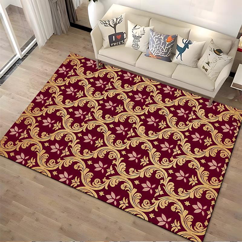 Luxuriöser Roter Teppich mit Goldenem Blumenmuster für Wohnzimmerdekoration Geeignet für die Verwendung als Anti-Rutsch-Matte für Wohnzimmer Schlafzimmer Sofas