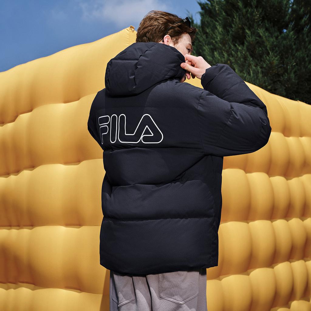 FILA Original RGB Colorful Fashion Simple Retro Classic Casual Versatile Comfortable Warm Hooded Down Jacket Unisex Outerwear F51U549904FBK