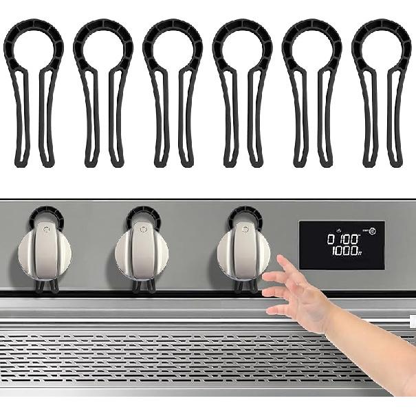 Stove Knob Safety Locks – Gas Stove Oven Knob Safety Covers –Child and Pets Proofing Locks (6 Pack) Grey чёрный