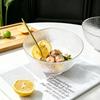 High-Value Gold Rim Glass Salad Bowl - Light Luxury Large Fruit Plate with Elevated Slanted Mouth Design.