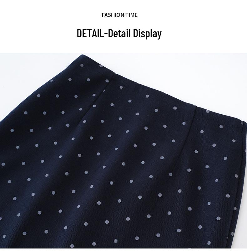 Polka Dot Woolen Mid-Length A-Line Pencil Skirt - Autumn Winter 2025 Collection