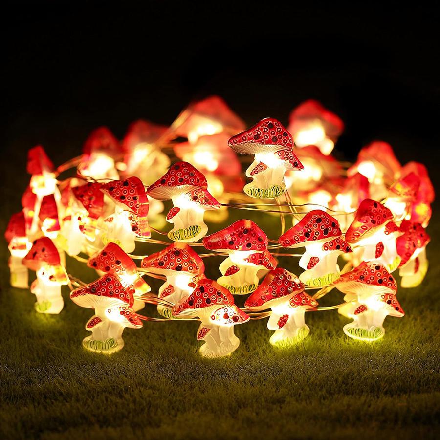 

LED mushroom light, copper wire light string, micro landscape atmosphere decorative light, Easter small colorful light strip 1m 10led-battery