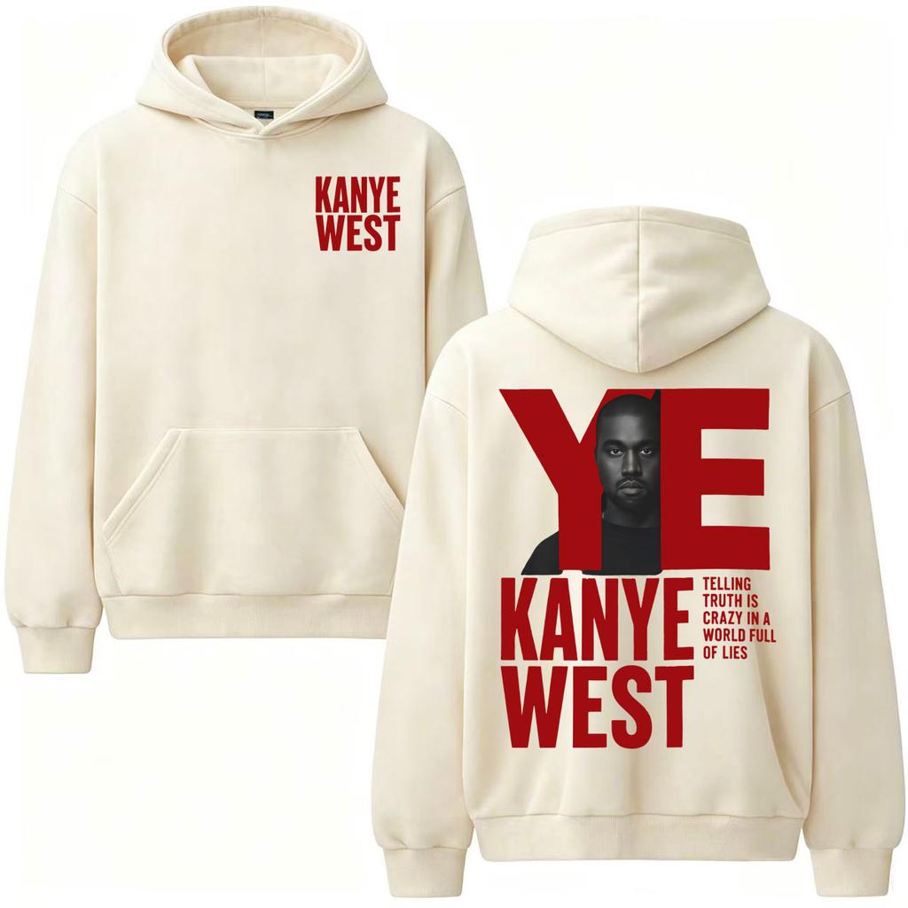 Rapper Kanye West Sweatshirts Telling Truth Is Crazy in A World Full of Lies Hoodies Bodywarmer Casual Long Sleeve Hoodie