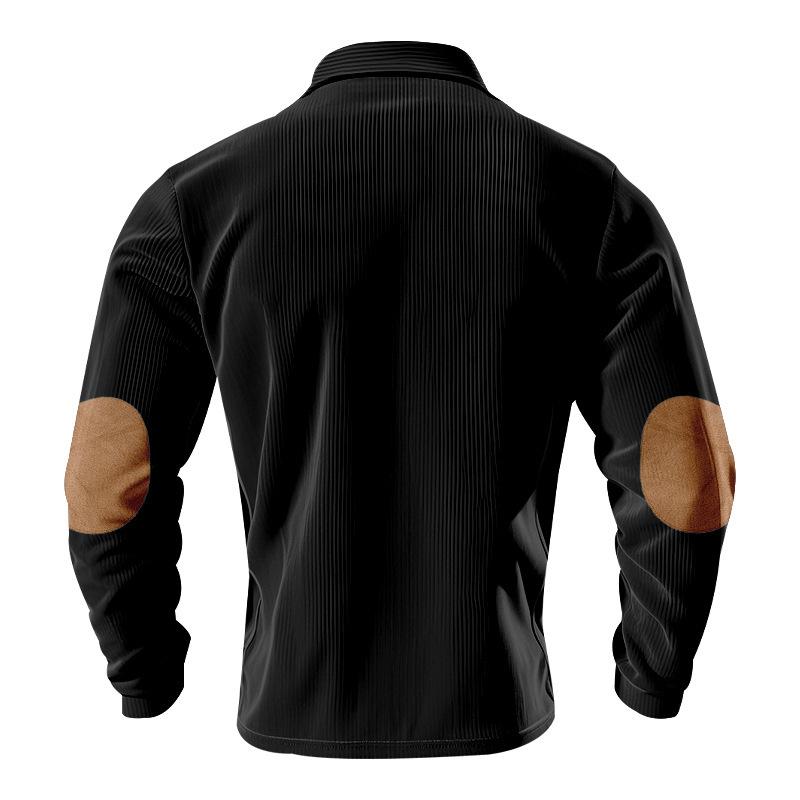 Herren-Freizeit-Sweatshirt aus Kordstoff für Frühling/Herbst mit lockerem Kragen, langen Ärmeln und Vintage-Poloshirt