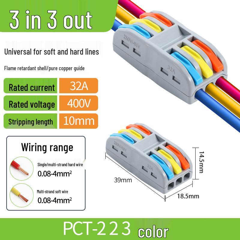 Quick Terminal PCT-222 Lighting Fixture Push-in Connector for Soft & Hard Wire, Two-in Two-out