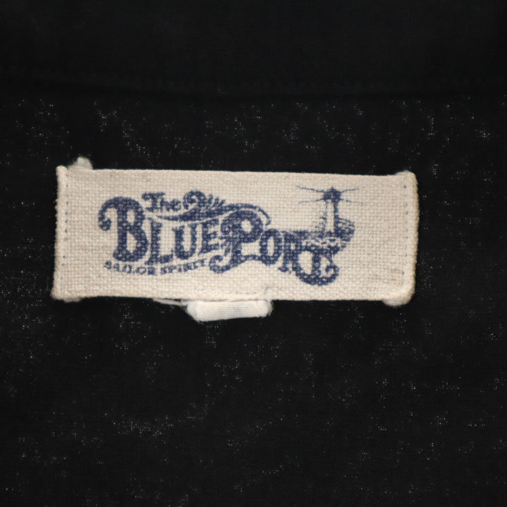 BLUE PORT Short Sleeve Open Collar Shirt L Black Men's Used