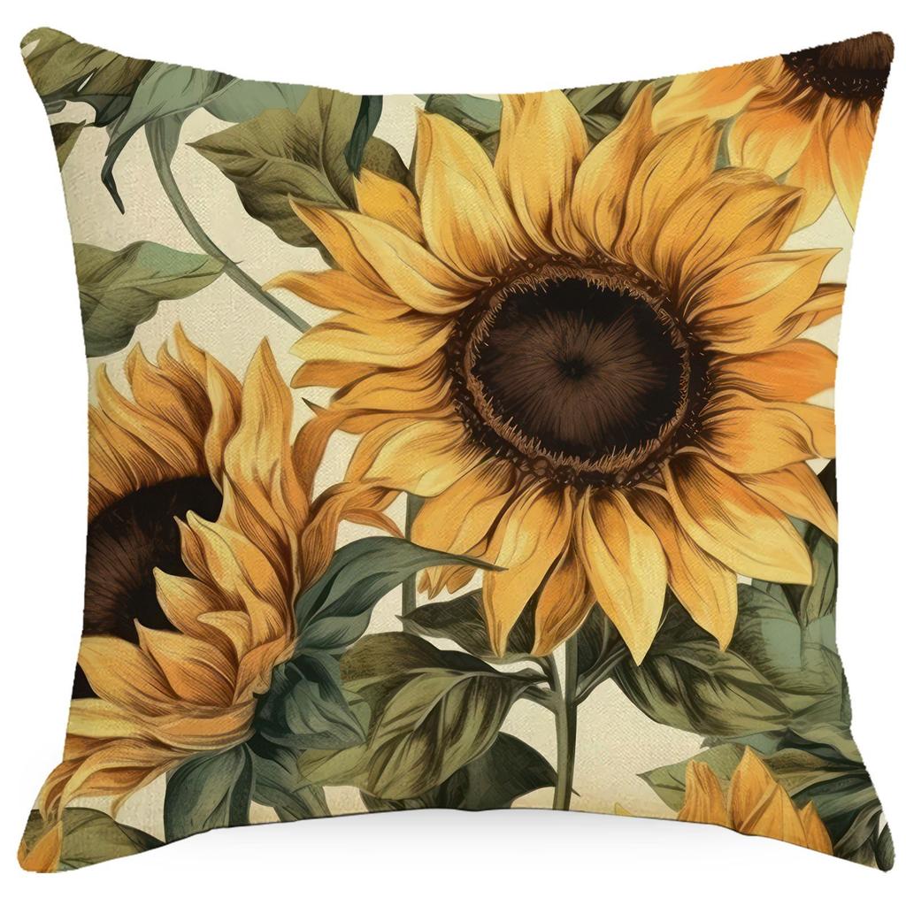 Flowers And Plants Sunflower Linen Pillow New Sofa Pillow Home Printed Pillow Case Premium Durable Quality Useful