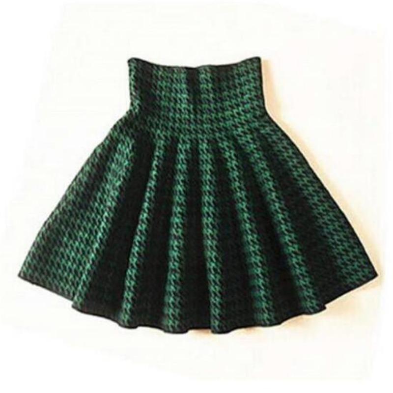 

Women High Waist Knitting Woolen Skirt Ladies Slim Elastic Pleated Flared Skirts One size
