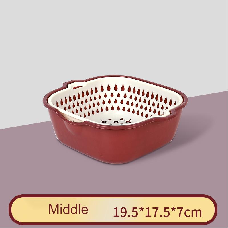 Multifunctional Double-Layer Drain Basket 2PCS/Set Vegetable Wash Basket Plastic Strainer Filter Food Colander Kitchen Gadget