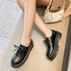 Black Doudou Shoes Flat Bottom Versatile Lace-up Single Shoes Retro Soft Sole British Style Small Leather Shoes Women's Shoes 2025 Autumn New