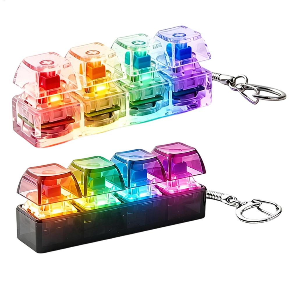 LED Tastatur Schlüsselanhänger Fidget Spielzeug 4 Tasten Tastatur Tastenkappen Fidget Spielzeug Party Stressabbau Tastatur Kappen