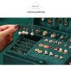 Lockable Three-Layer Velvet Jewelry Box with Earring, Ring, and Bracelet Storage