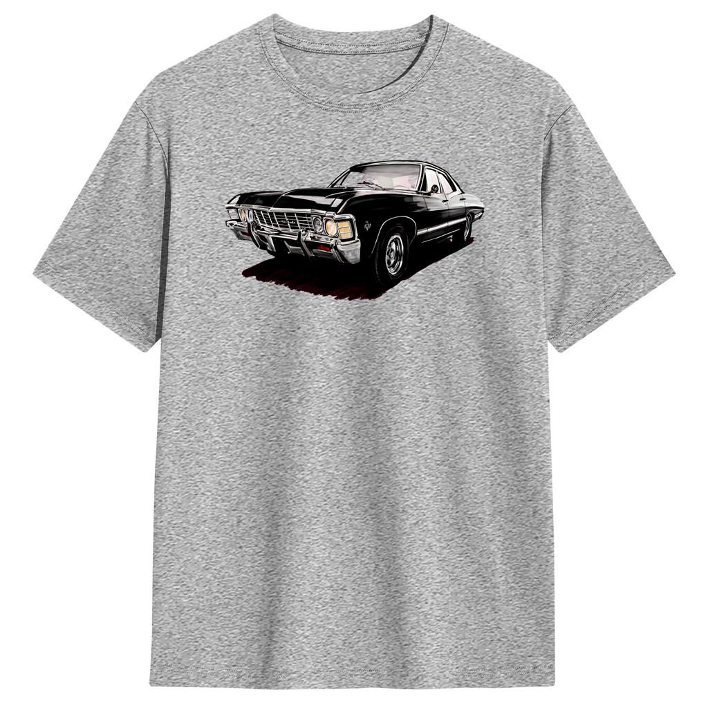 Supernatural Impala T-Shirt Sommer 100% Baumwolle T-Shirts Für Unisex Harajuku Bedrucktes T-Shirt Kurzärmlig Y2K Lustiges Oberteil Tees